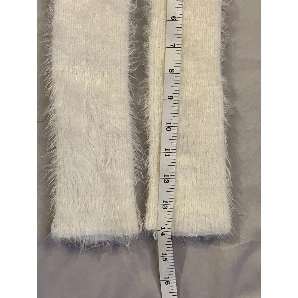 Hot Topic White Ivory Fuzzy Arm Warmers Faux Pearl Pink Ribbon Bow Coquette Ball